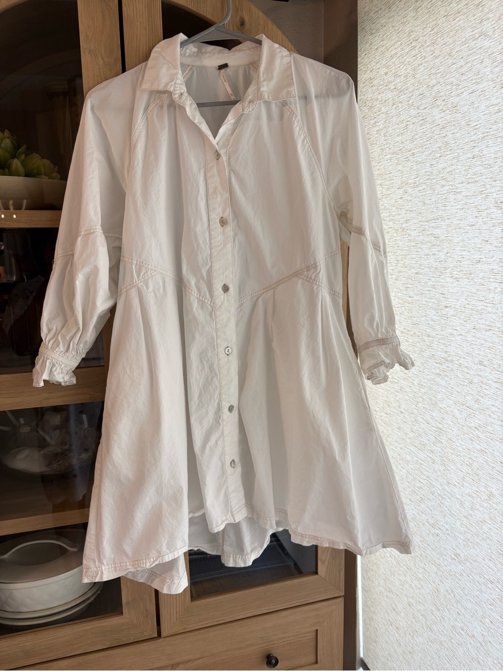 Free People Ivory Button-Front Swing Tunic Dress